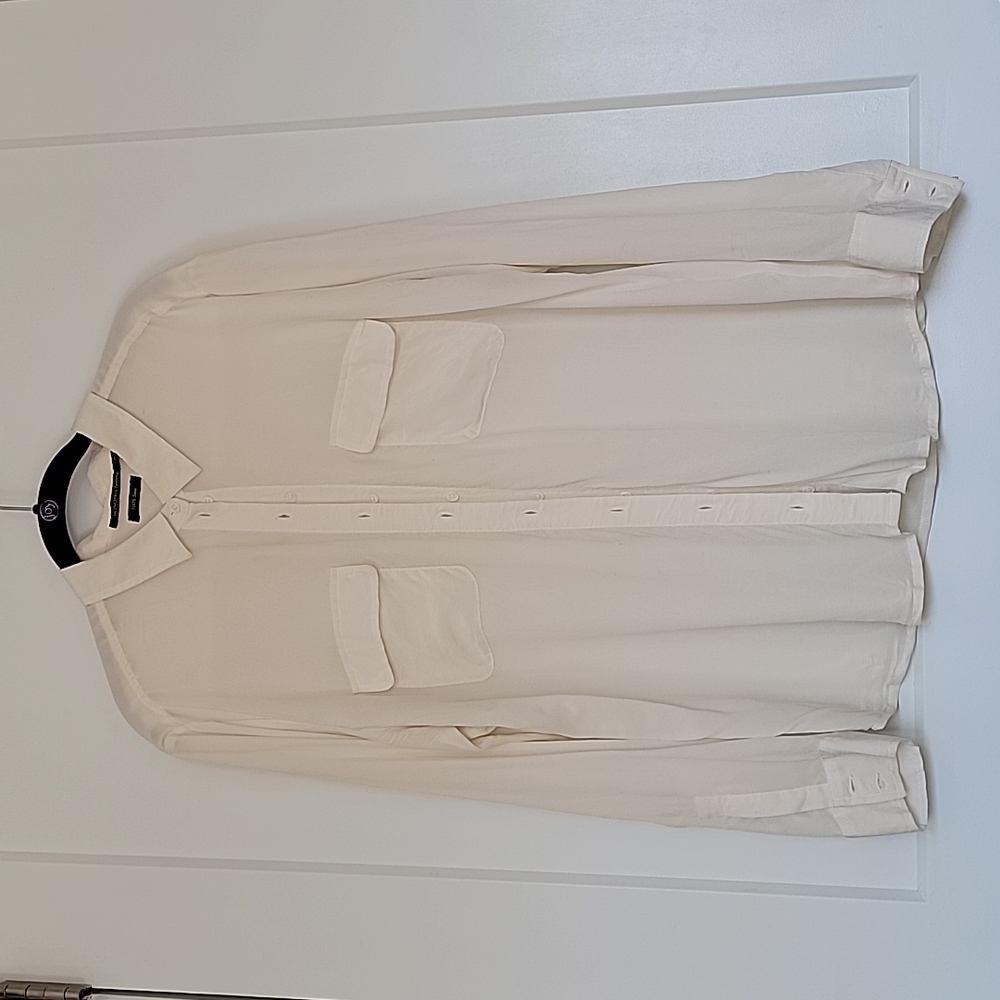 NWOT white silk button up
